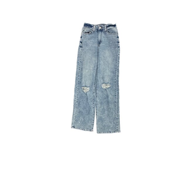 SO Highest Rise Distressed Baggy Dad Jean Women's size 3 Medium Blue Denim Jeans - Picture 1 of 5